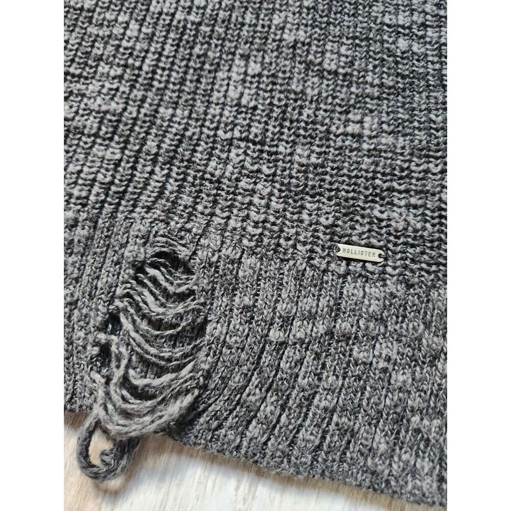American Eagle Cold Shoulder Sweater Gray Knit Distressed Womens M Cozy EUC - Picture 2 of 8